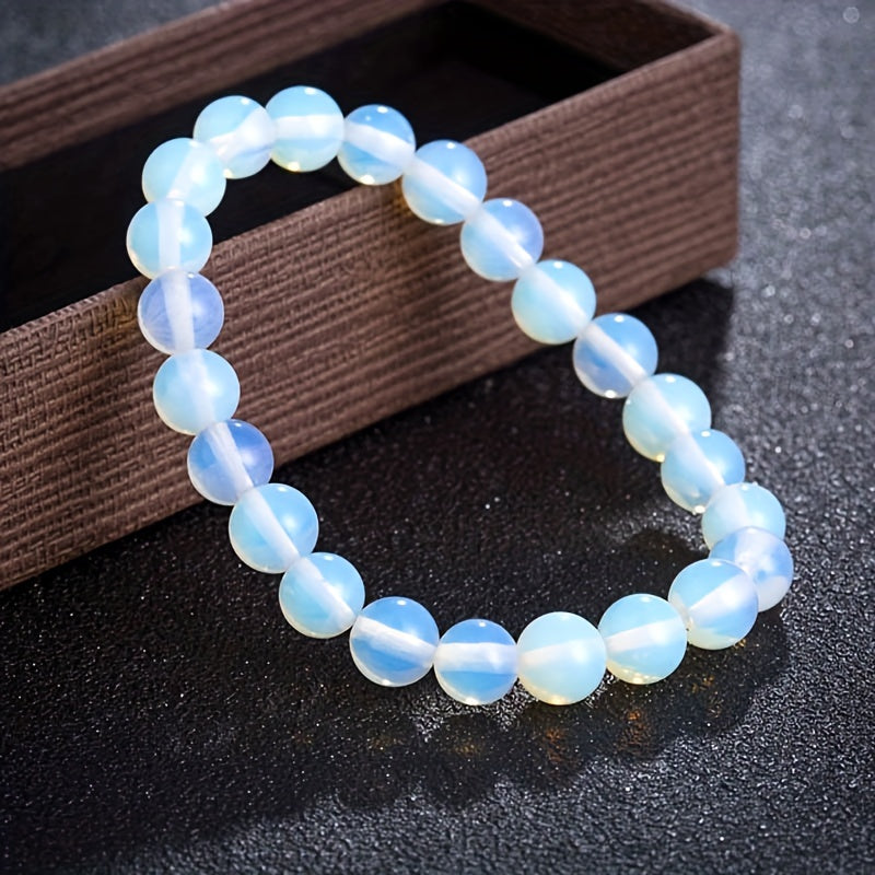 Schimmerndes Opalit Perlenarmband Unisex Stretch Edelstein Armband