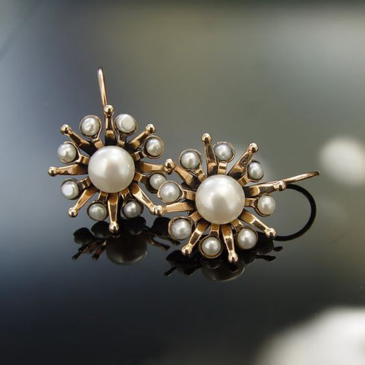 Vintage Starlight Perlenohrringe mit zarten Süßwasserperlen
