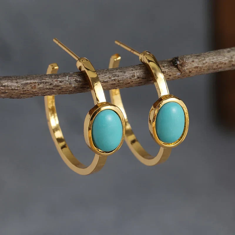 Elegante Creolen mit Türkis-Finish im Bohemian-Stil