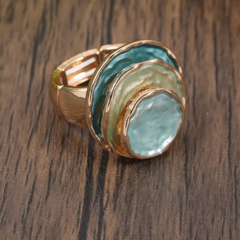 Vintage 3-lagiger Ring mit Emaille