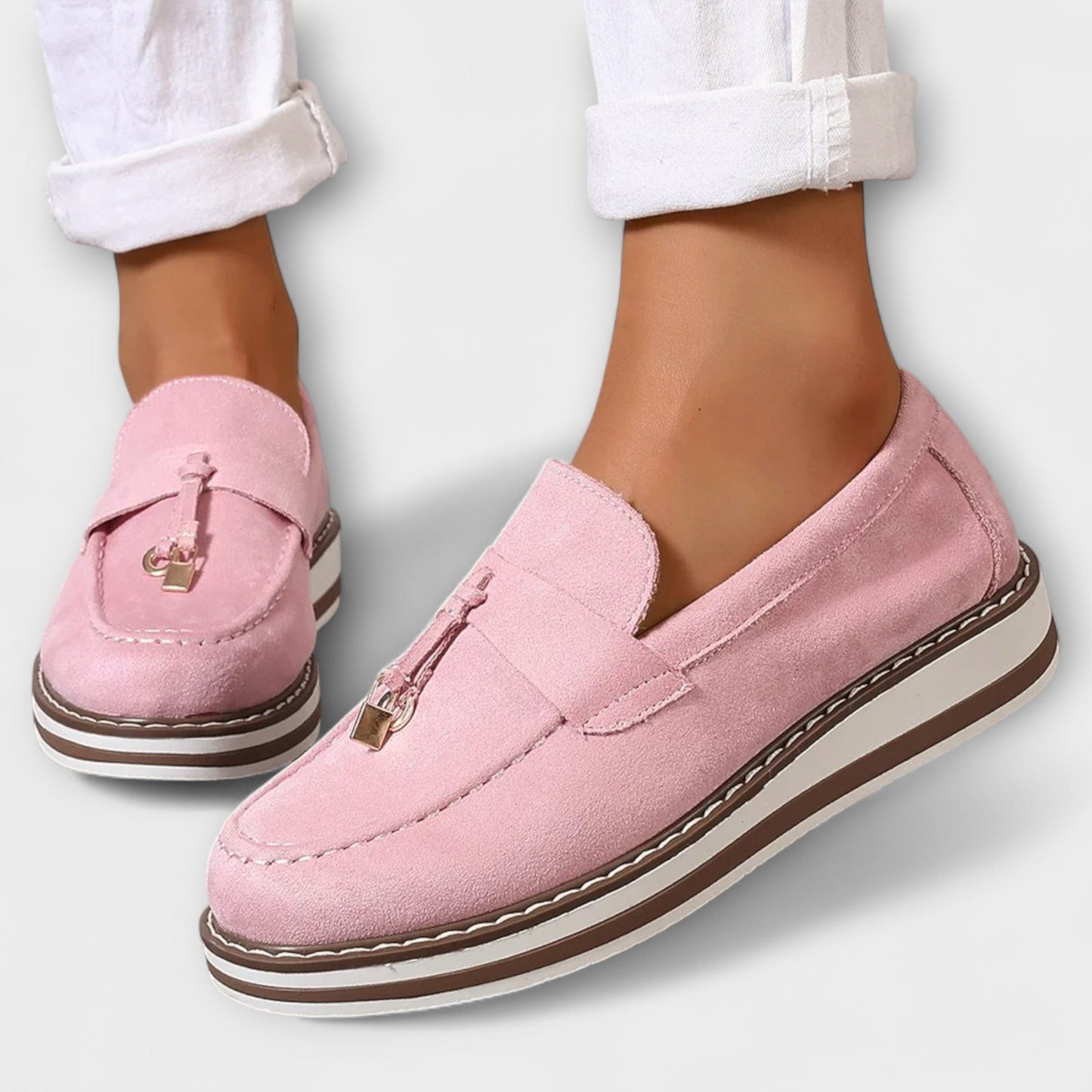 Munich Maison | Loafer mit Tassel-Detail – Rosa & Kamel