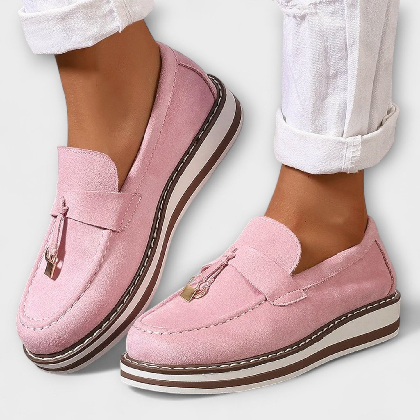 Munich Maison | Loafer mit Tassel-Detail – Rosa & Kamel