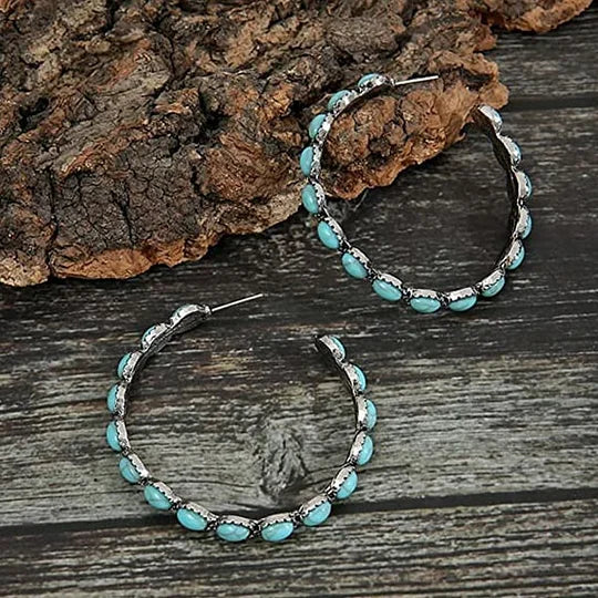 Boho Ohrringe mit ovalen Steinen im Vintage-Stil