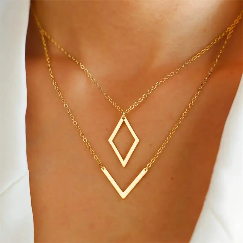 Modernes Geometrisches Layering-Ketten Set für Damen