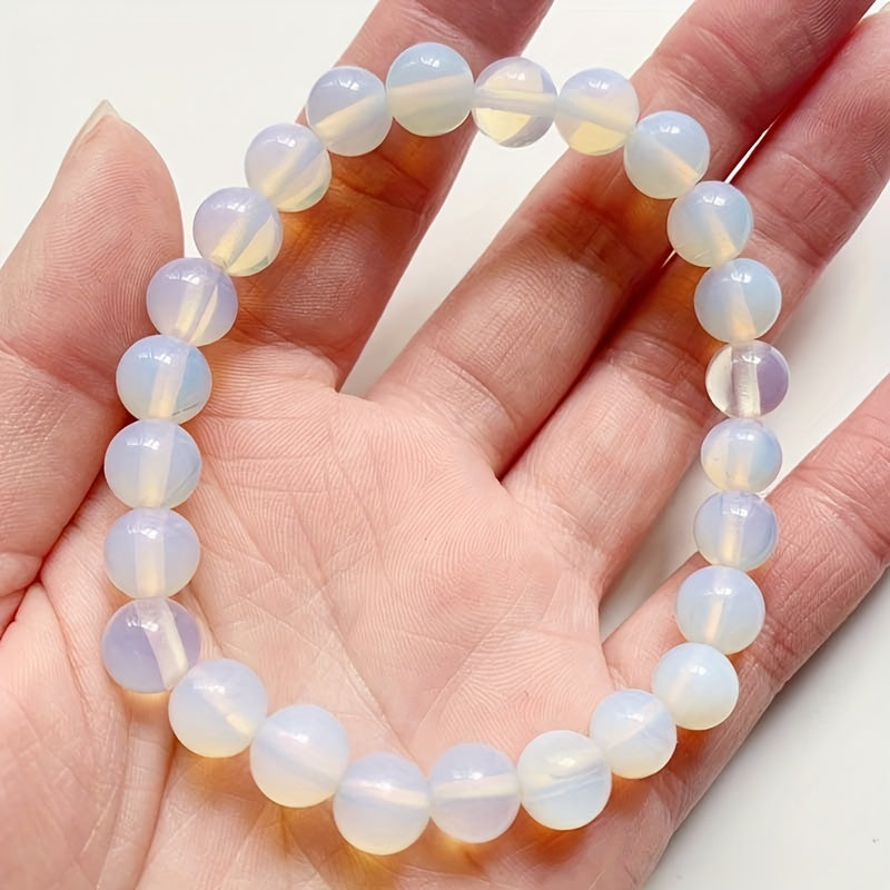 Schimmerndes Opalit Perlenarmband Unisex Stretch Edelstein Armband