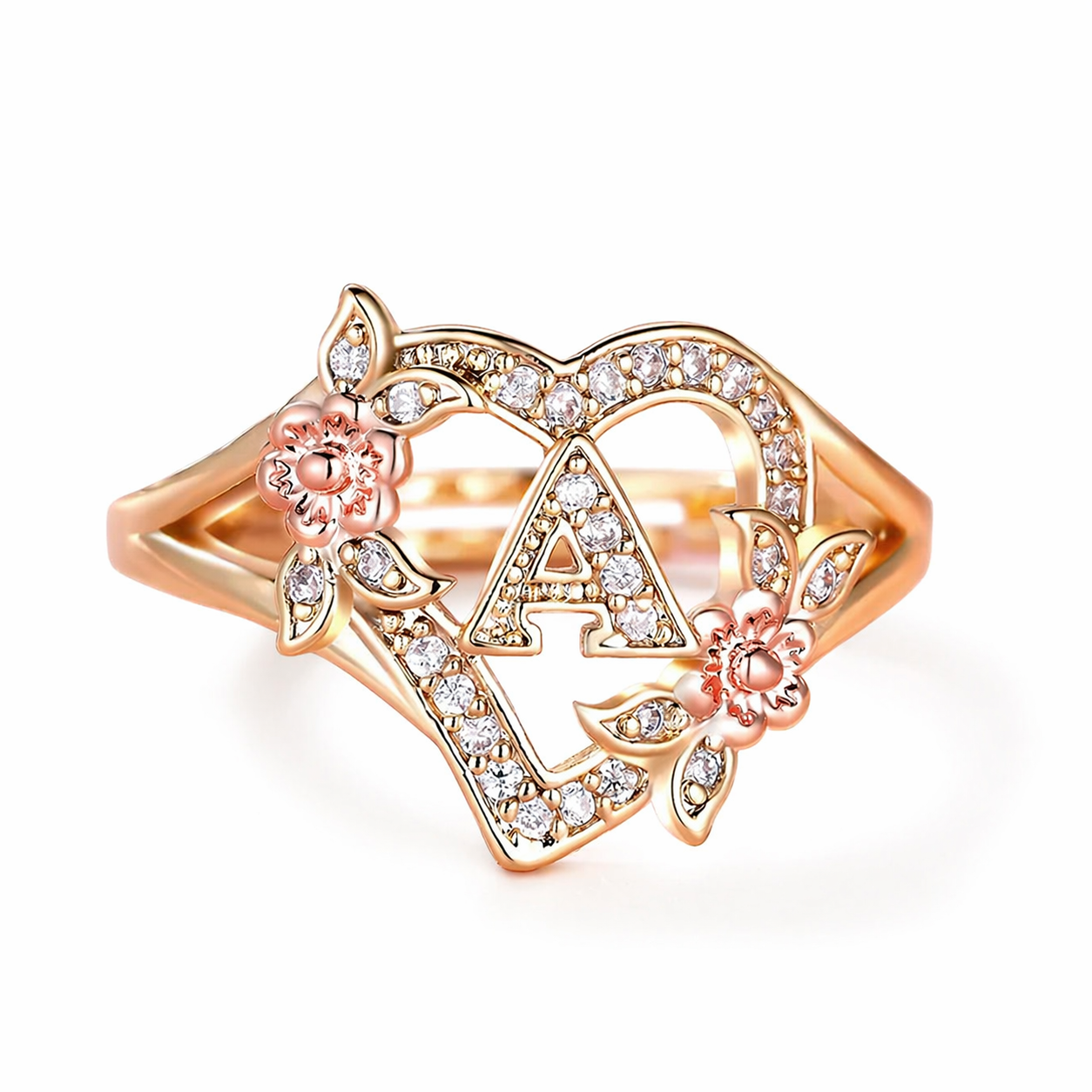 Edelstahlring mit Initiale und Kristallen