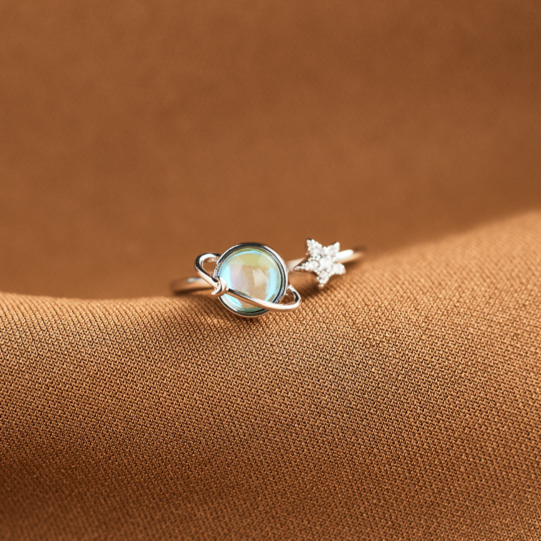 Annika Fidget Ring – Mondsichel Stern Edelstahl silber