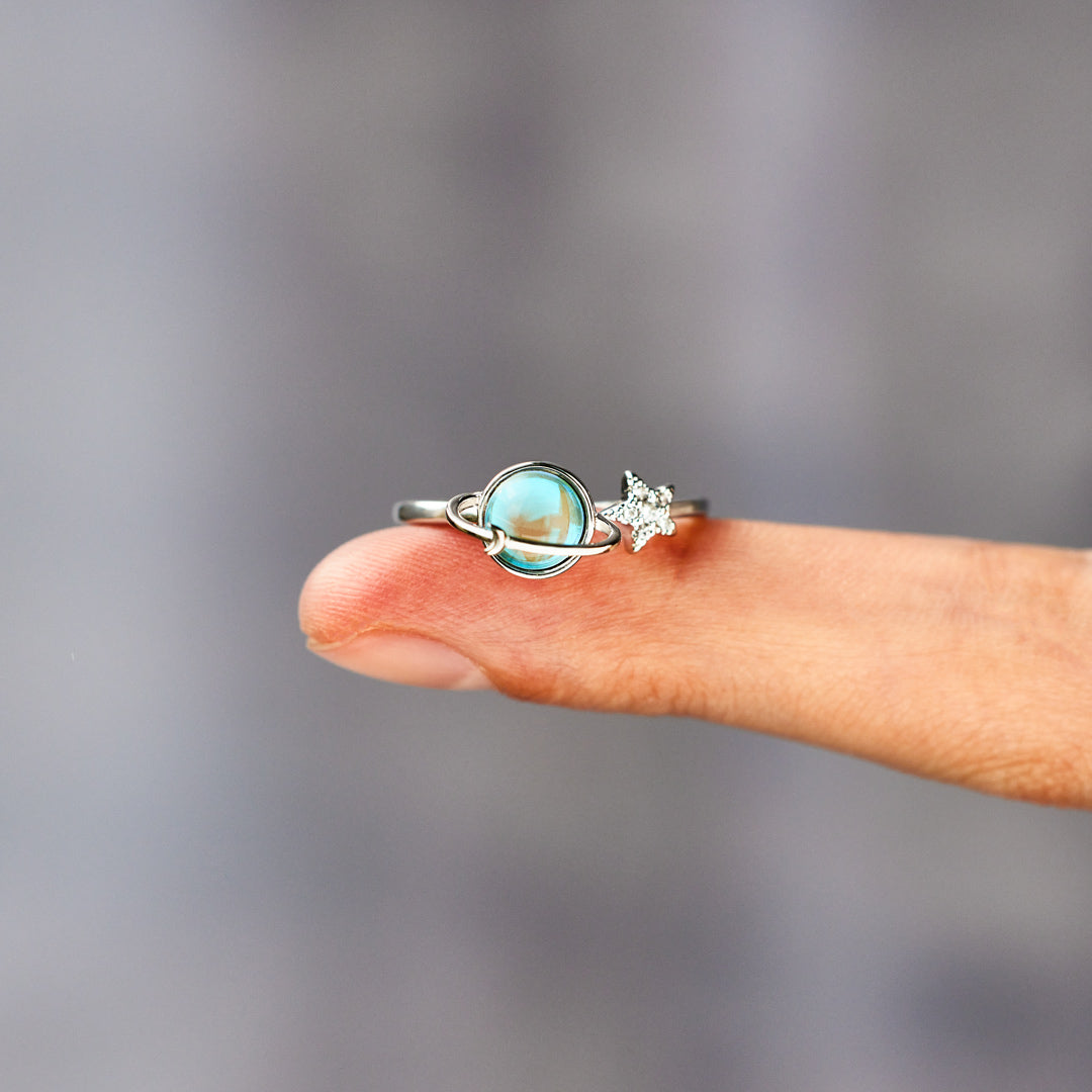 Annika Ring Edelstahl – rotierendes Mond und Stern Design