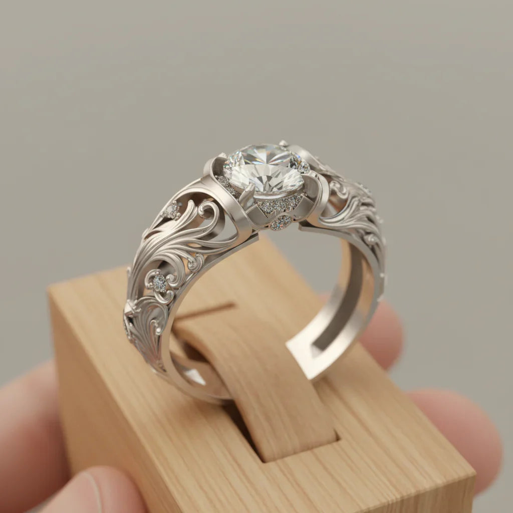 Exotischer Silberring mit Kristall