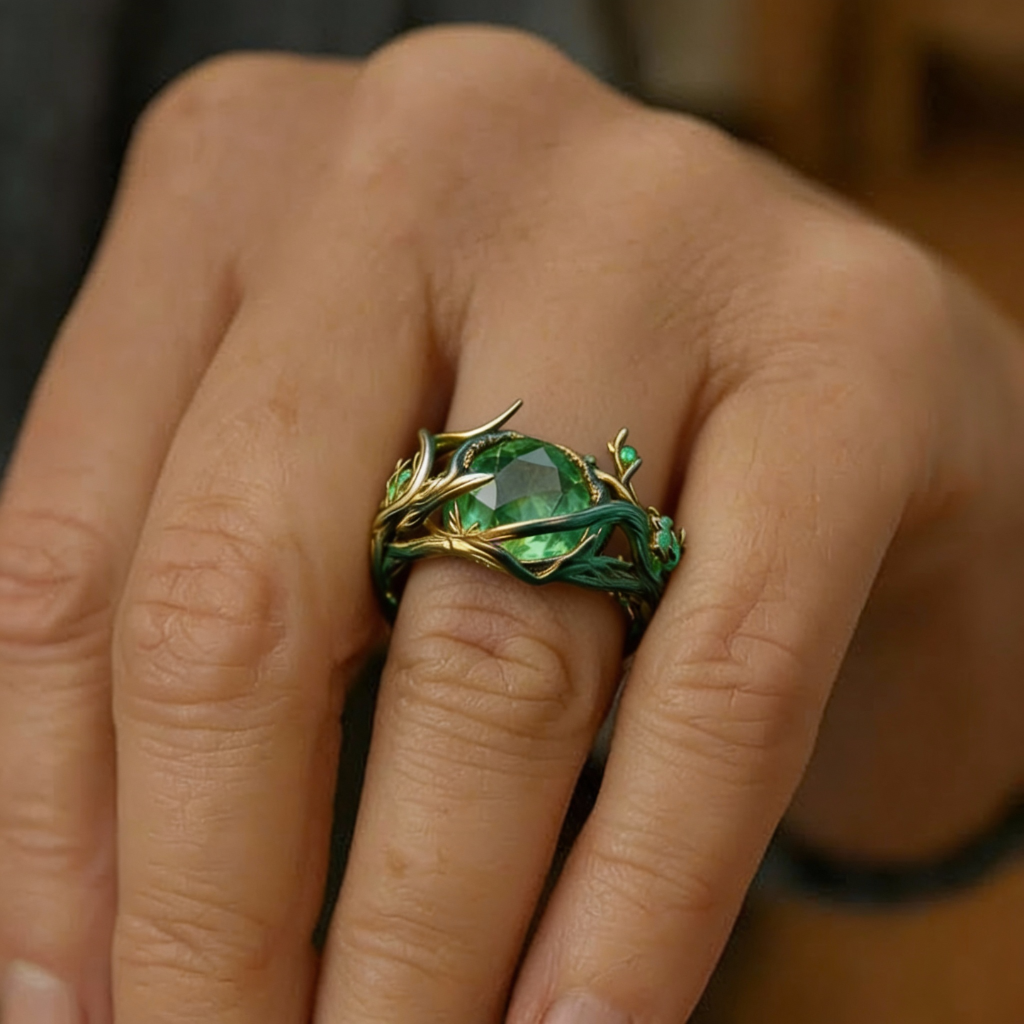 Vintage-Ring mit grünem Glas