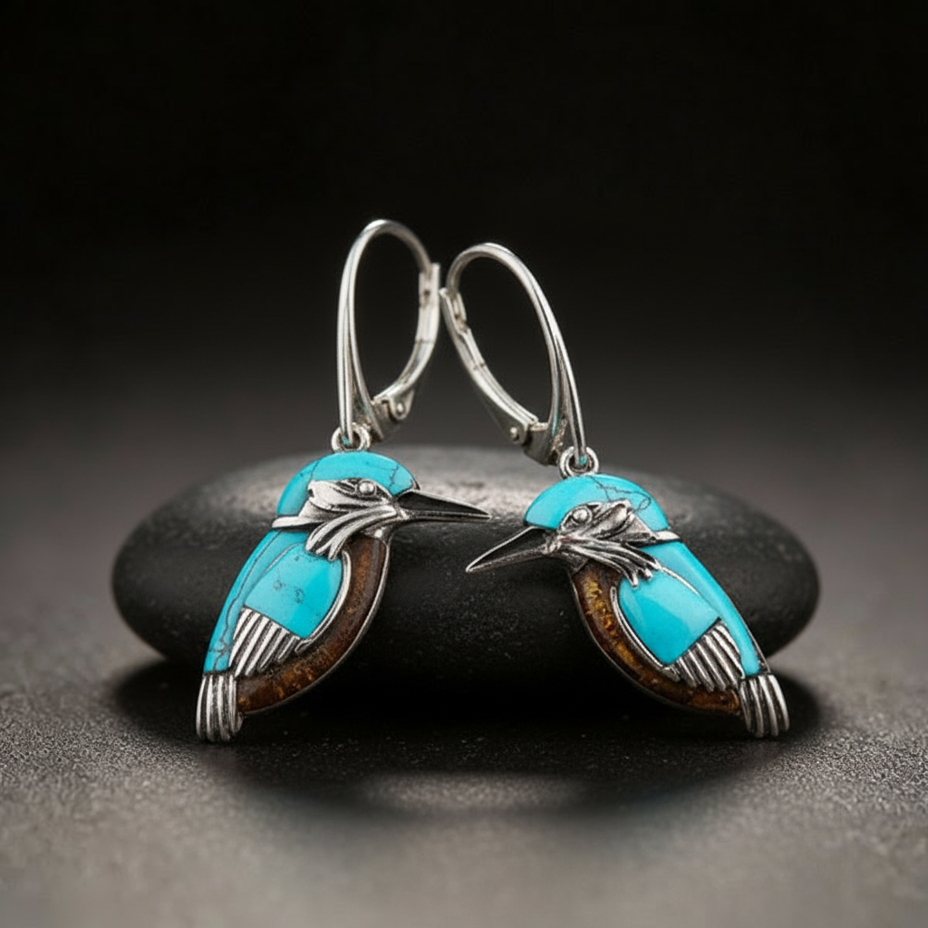 Türkisblaue Vogel Ohrringe mit Tier-Motiv und elegantem Design