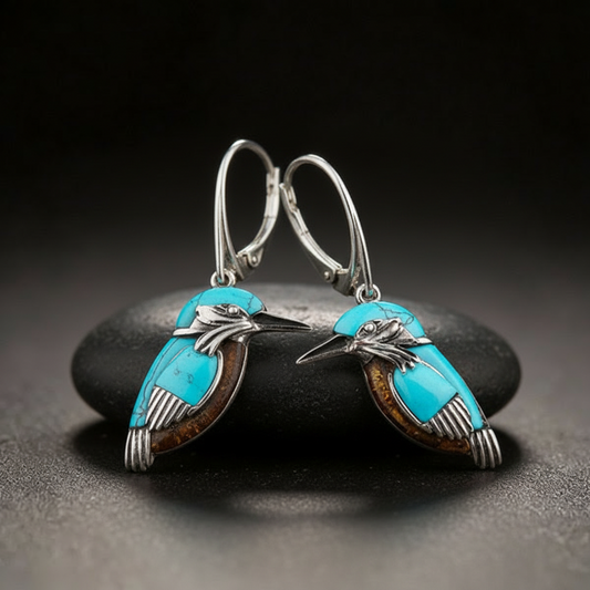 Türkisblaue Vogel Ohrringe mit Tier-Motiv und elegantem Design