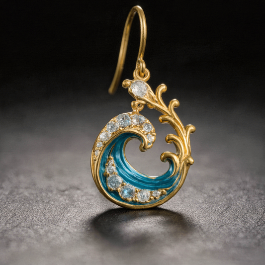 Funkelnde Aquamarinwellen-Ohrringe mit zarten Ranken für maritim-eleganten Look