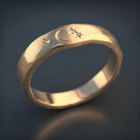 Vintage Mond und Sterne Siegelring