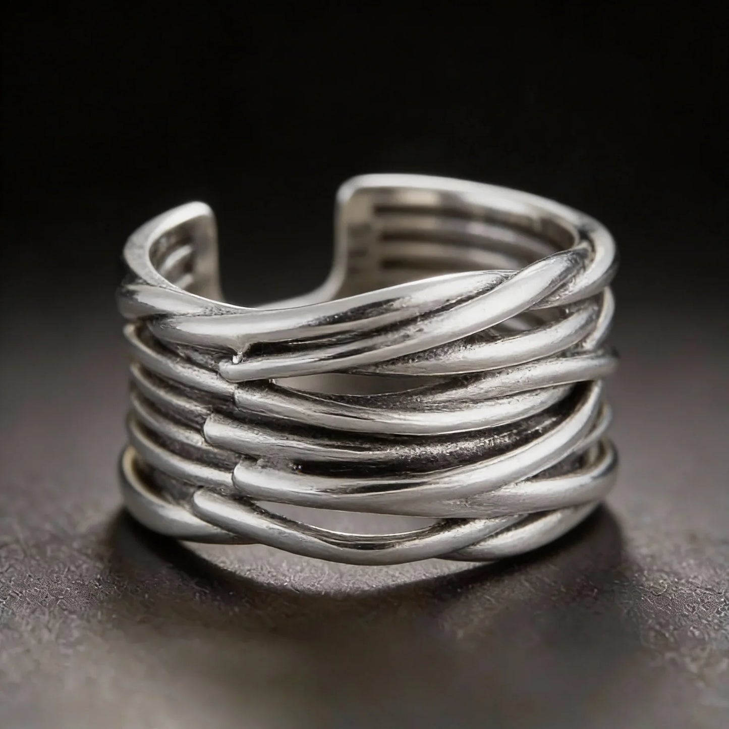 Verstellbarer mehrschichtiger Ring – Sterlingsilber