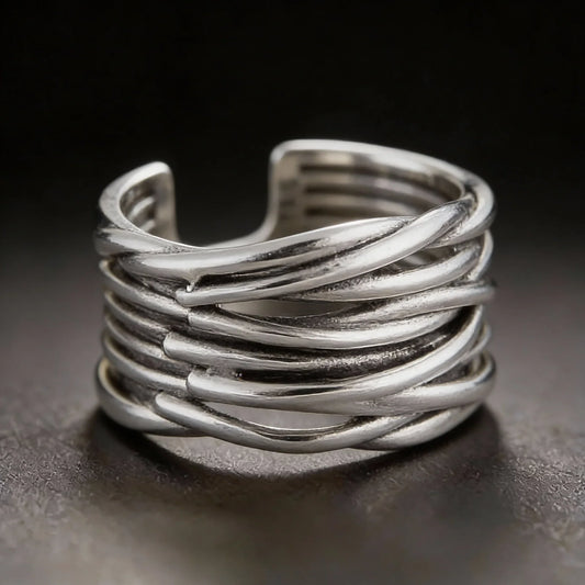 Verstellbarer mehrschichtiger Ring – Sterlingsilber