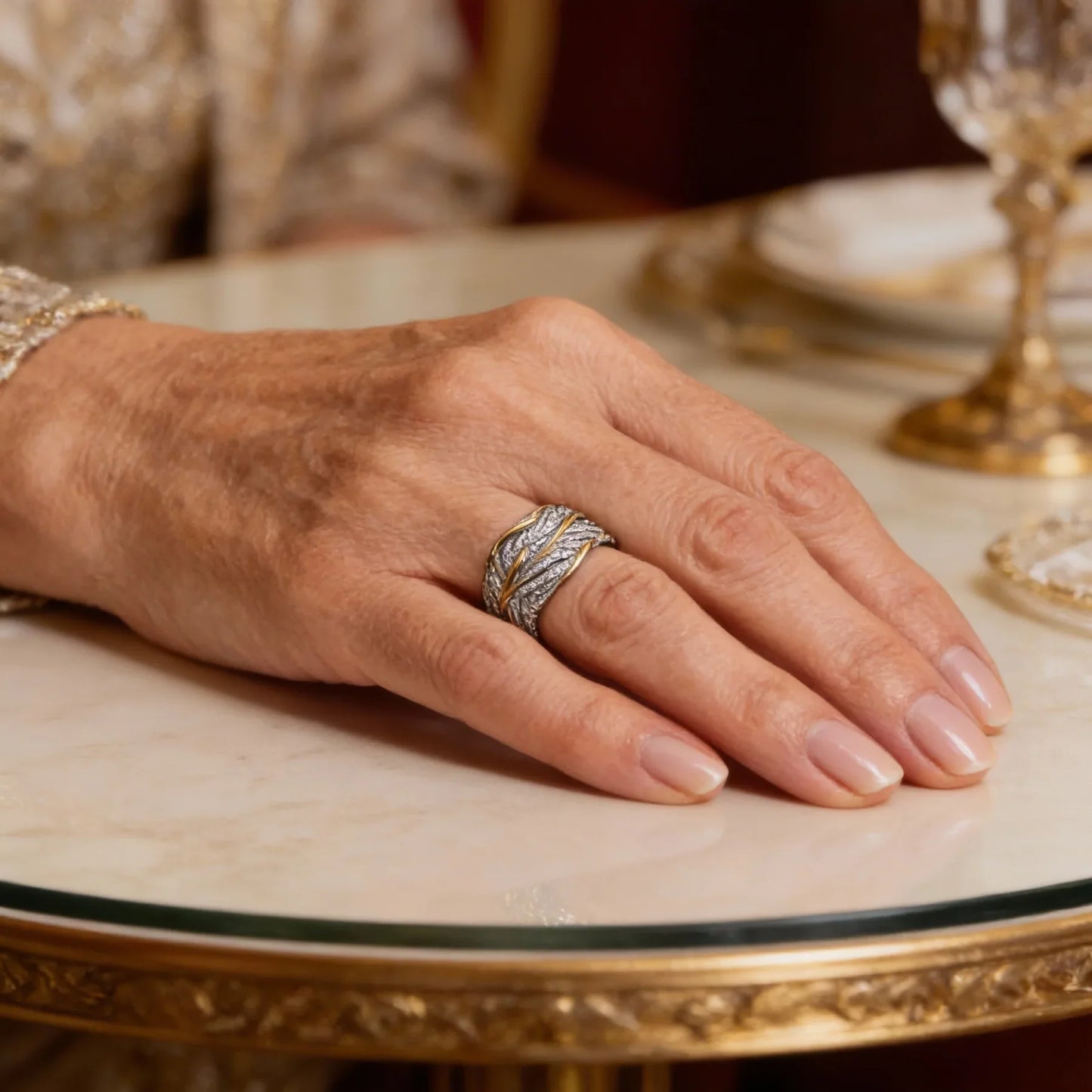 Eleganter Ring aus Gold und Kristall