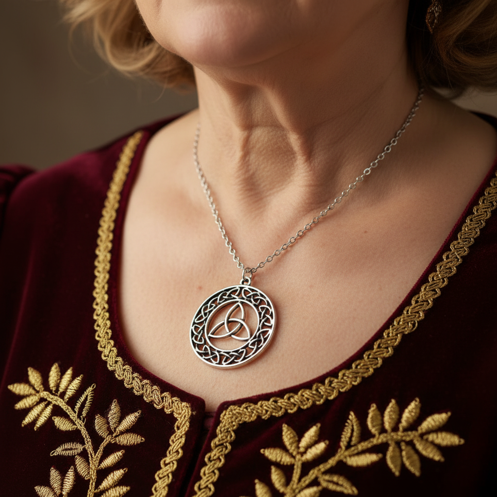 Keltische Triquetra Knoten Halskette mit filigranem Design Anhänger