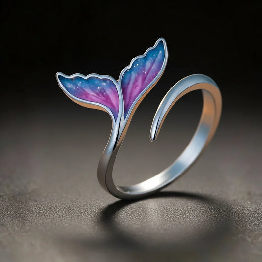 Verstellbarer Ring mit buntem Delfinschwanz