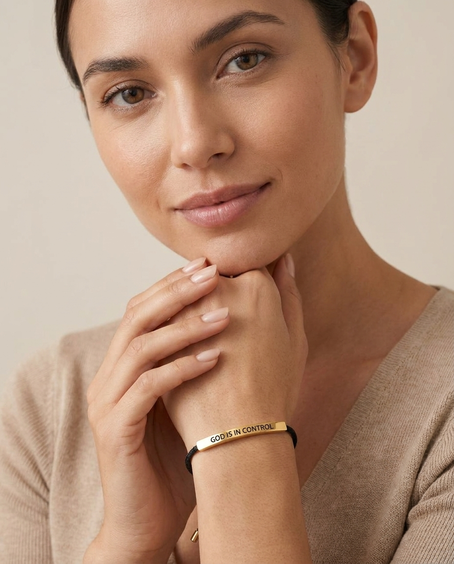 God is in Control Bracelet - Lifestyle Portrait