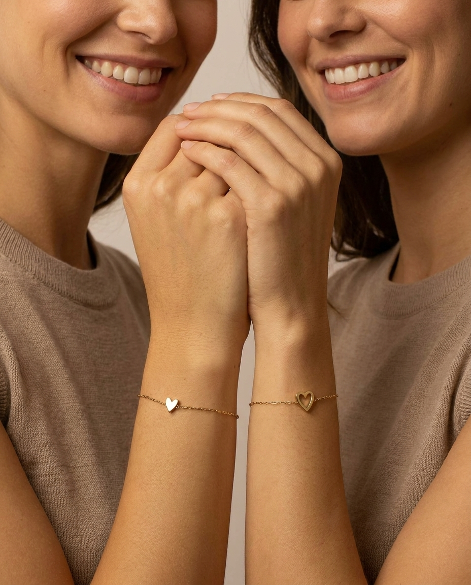 Verbundene Herzen Armband-Set - Two Friends Lifestyle Portrait