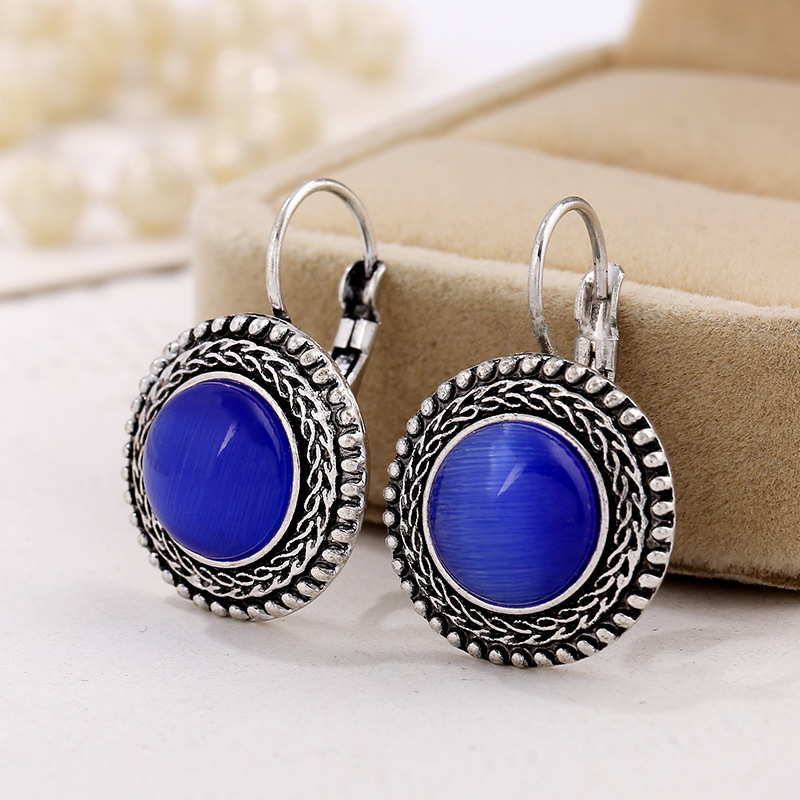 Boho Ohrringe mit Katzenauge-Steinen im Vintage-Stil