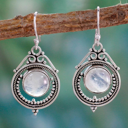 Boho Chic Mondstein Ohrringe für Damen im Vintage Stil