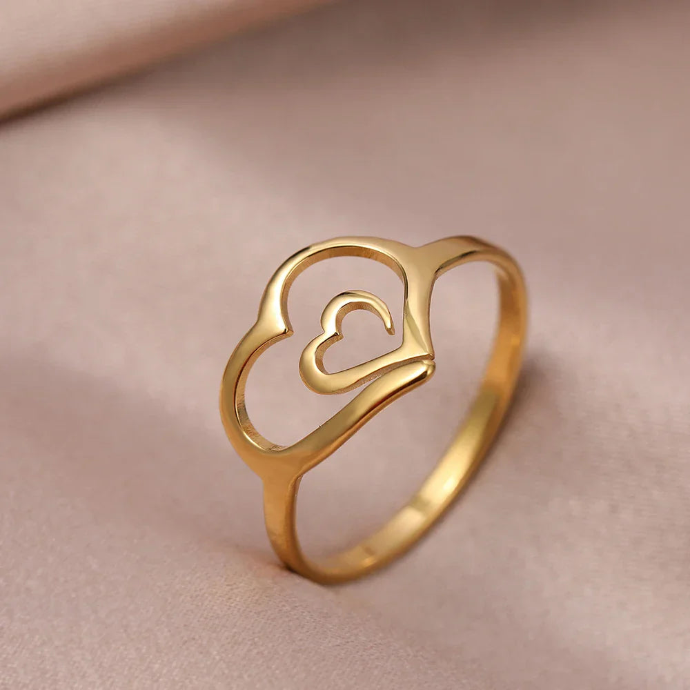 Doppelherzring aus Edelstahl