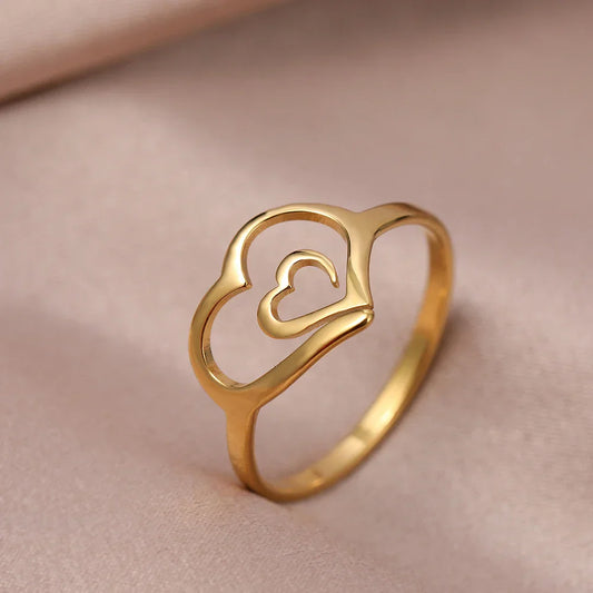 Doppelherzring aus Edelstahl