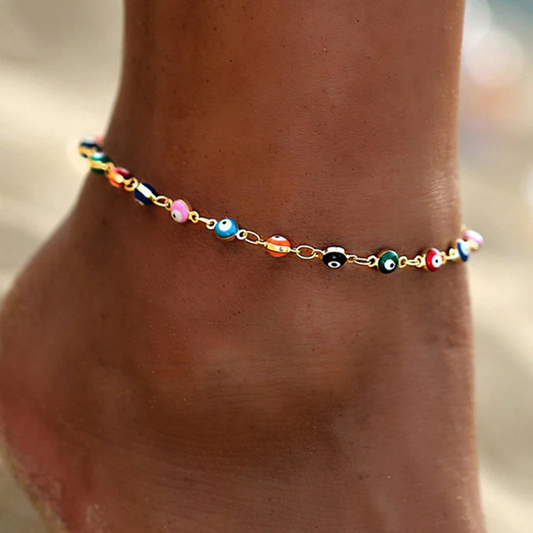 Buntes Nazar-Auge Knöchelarmband für Strand und Sommer
