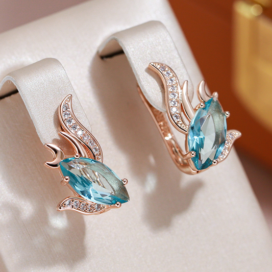 Elegante Ohrringe mit blauem Türkis und funkelnden Zirkonia