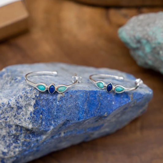 Creolen mit Lapislazuli und Türkis Edelsteinen