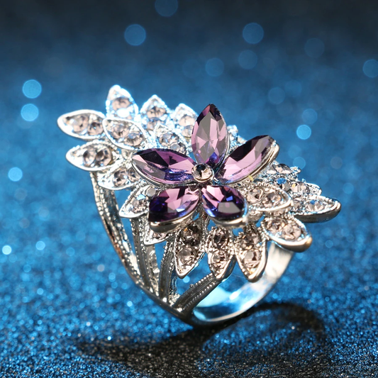 Eleganter bunter Ring mit Zirkonia