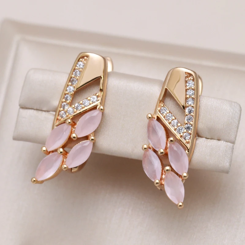 Elegante Ohrringe mit rosa Marquise-Kristallen und Zirkonia