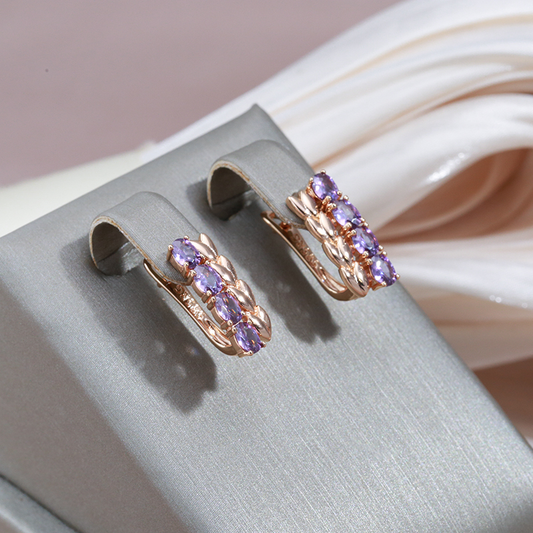 Elegante Ohrringe mit funkelnden violetten Zirkonsteinen