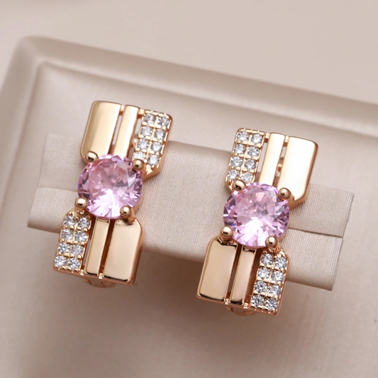 Elegante Ohrringe mit rosa Zirkonia und funkelnden Diamanten