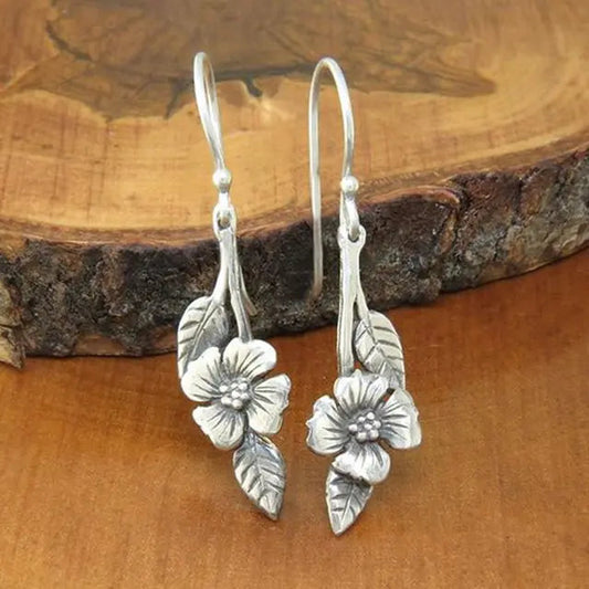 Vintage Blumen Ohrhänger mit Blätter Design für Frauen