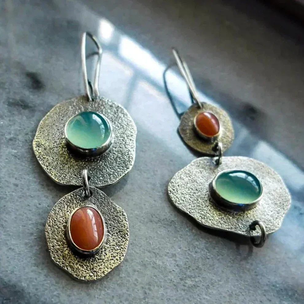 Boho Ohrhänger mit Mondstein und Karneol Naturstein