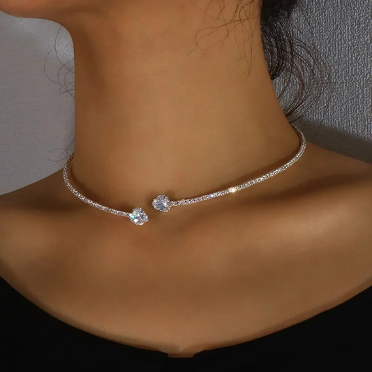 Funkelnde offene Zirkonia-Kristall-Choker-Halskette