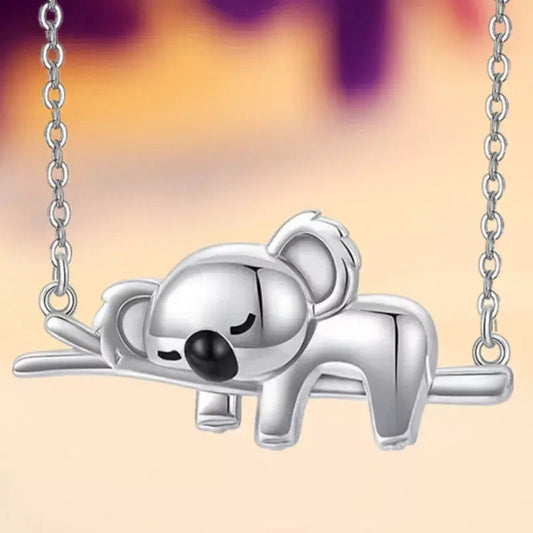 Niedliche Koala Anhänger Halskette mit Kette für Damen
