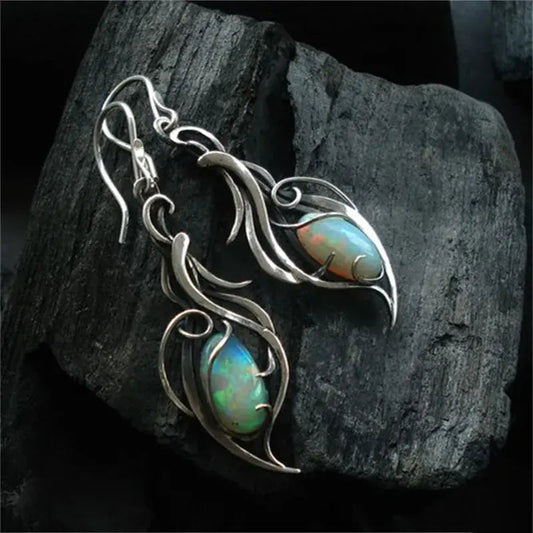 Vintage Opal Ohrringe im filigranen Blätter-Design