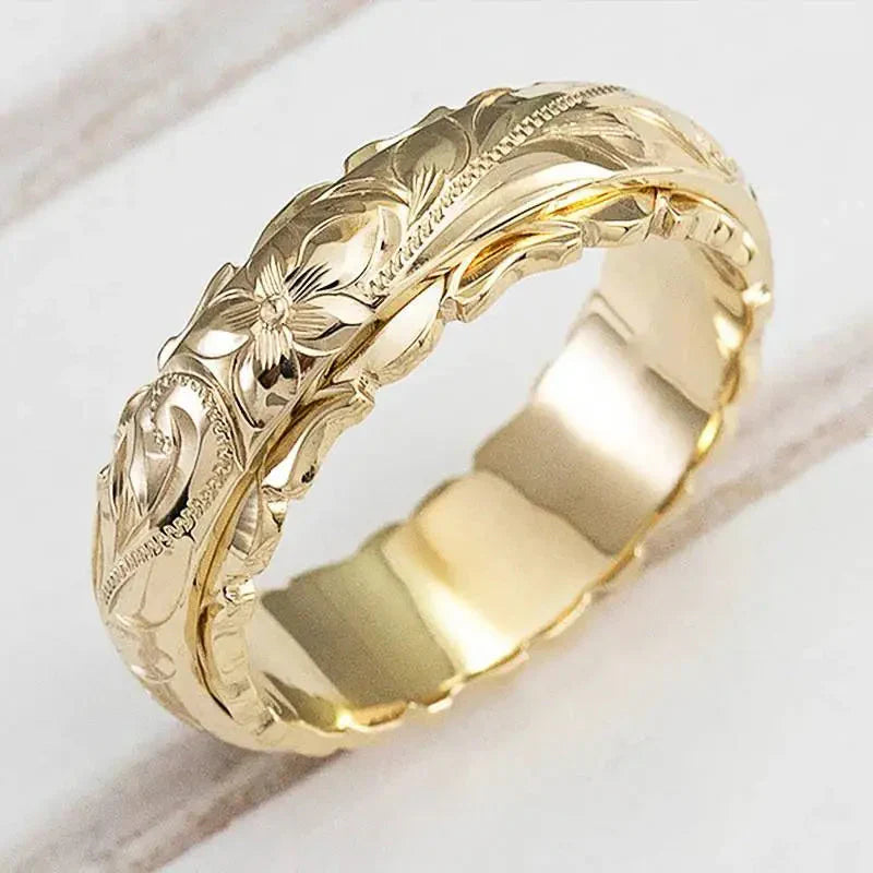 Goldener Vintage-Ring mit Blume