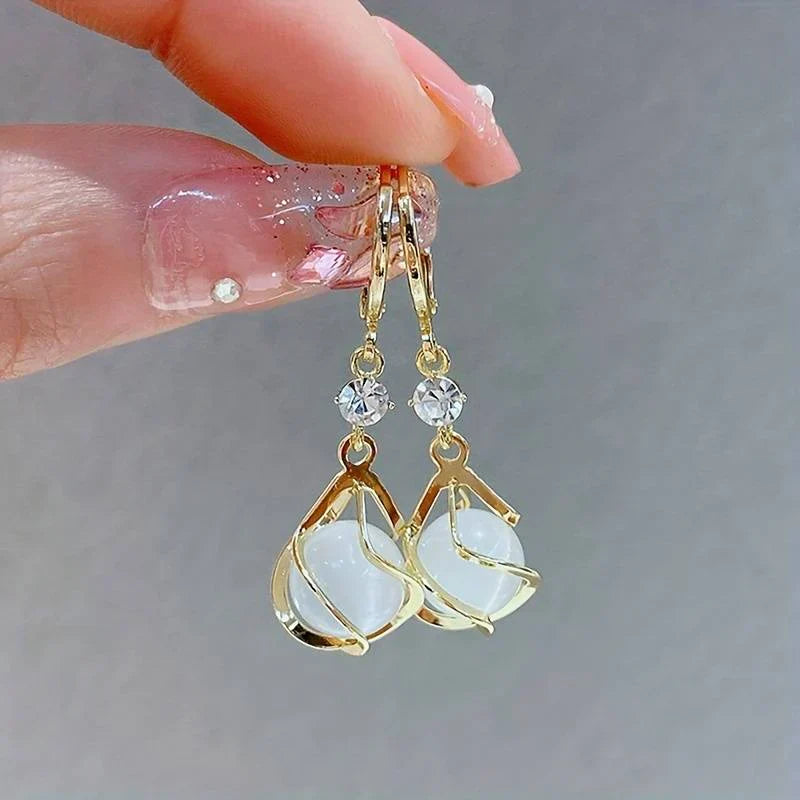 Elegante Tropfen Ohrringe mit Zirkonia und Cabochons