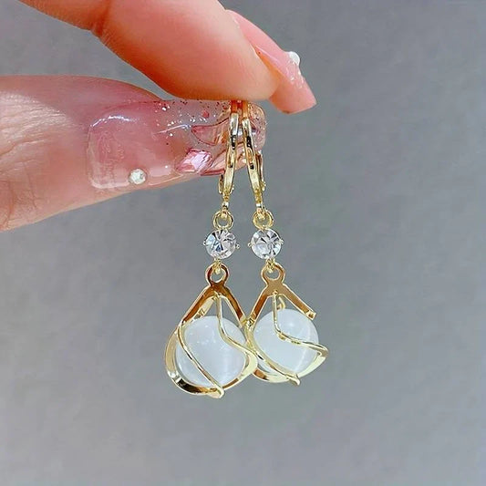 Elegante Tropfen Ohrringe mit Zirkonia und Cabochons