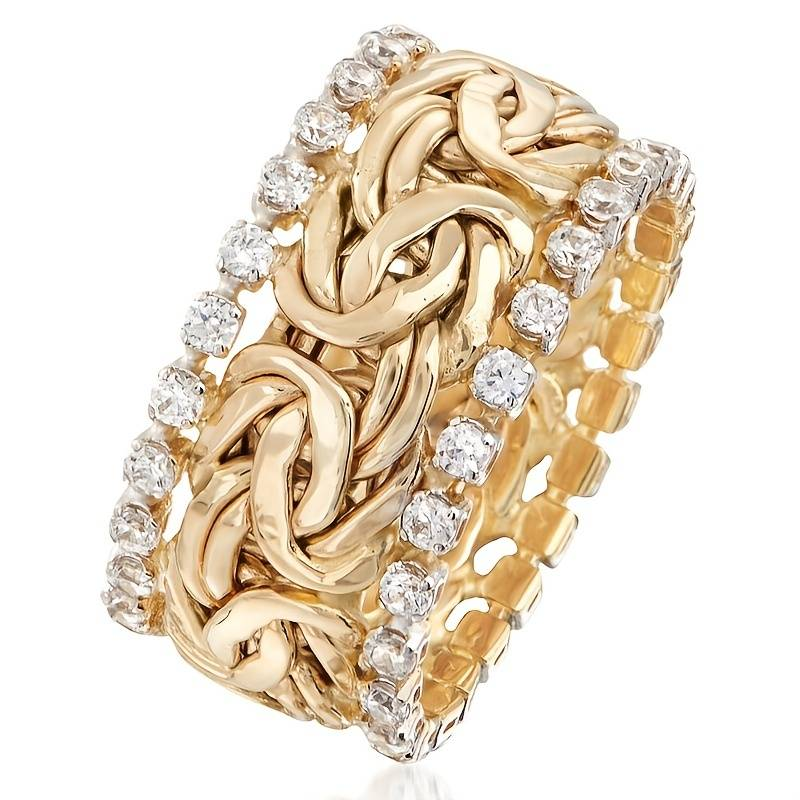 Verflochtener Vintage-Ring aus Gold mit Zirkonia