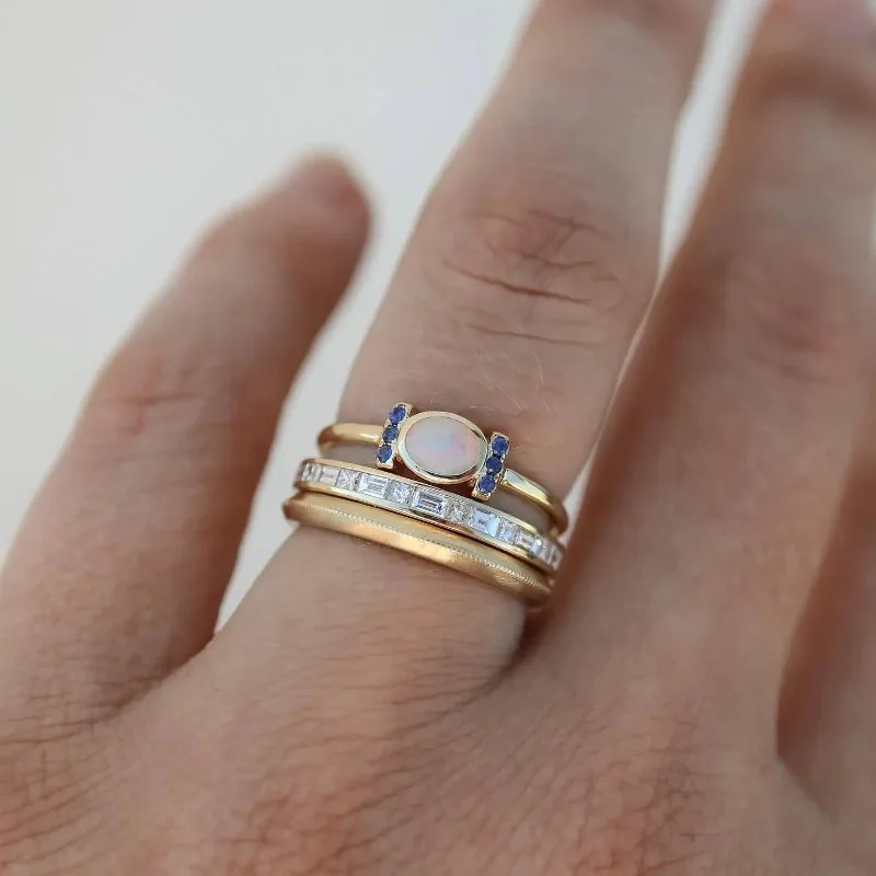 Vintage-Ring-Set mit weißem Opal
