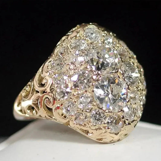 Vintage runder Goldring mit Diamanten