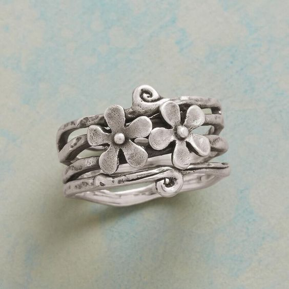 Vintage Silberring mit Blumen