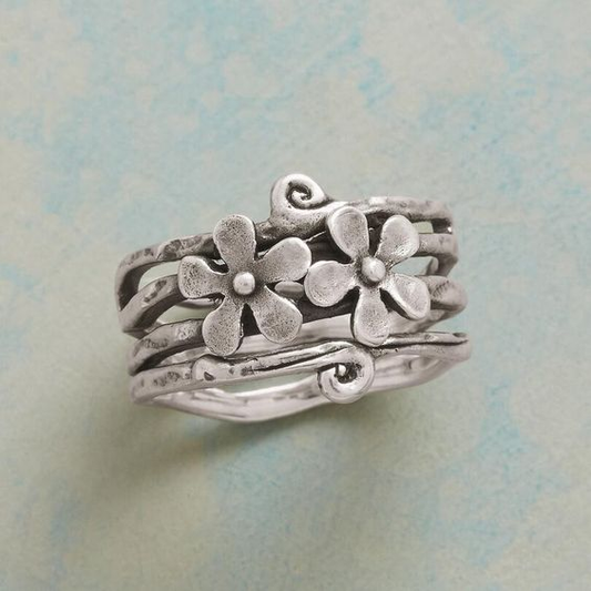 Vintage Silberring mit Blumen