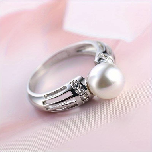 Vintage-Kronenring mit Perlen